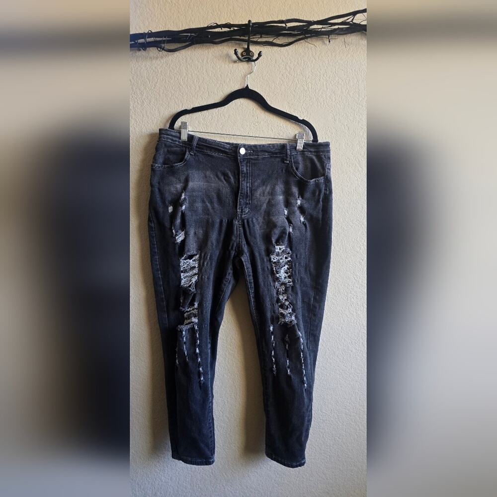 Distressed Black Jeans - ripped denim - grunge - streetwear - alt style